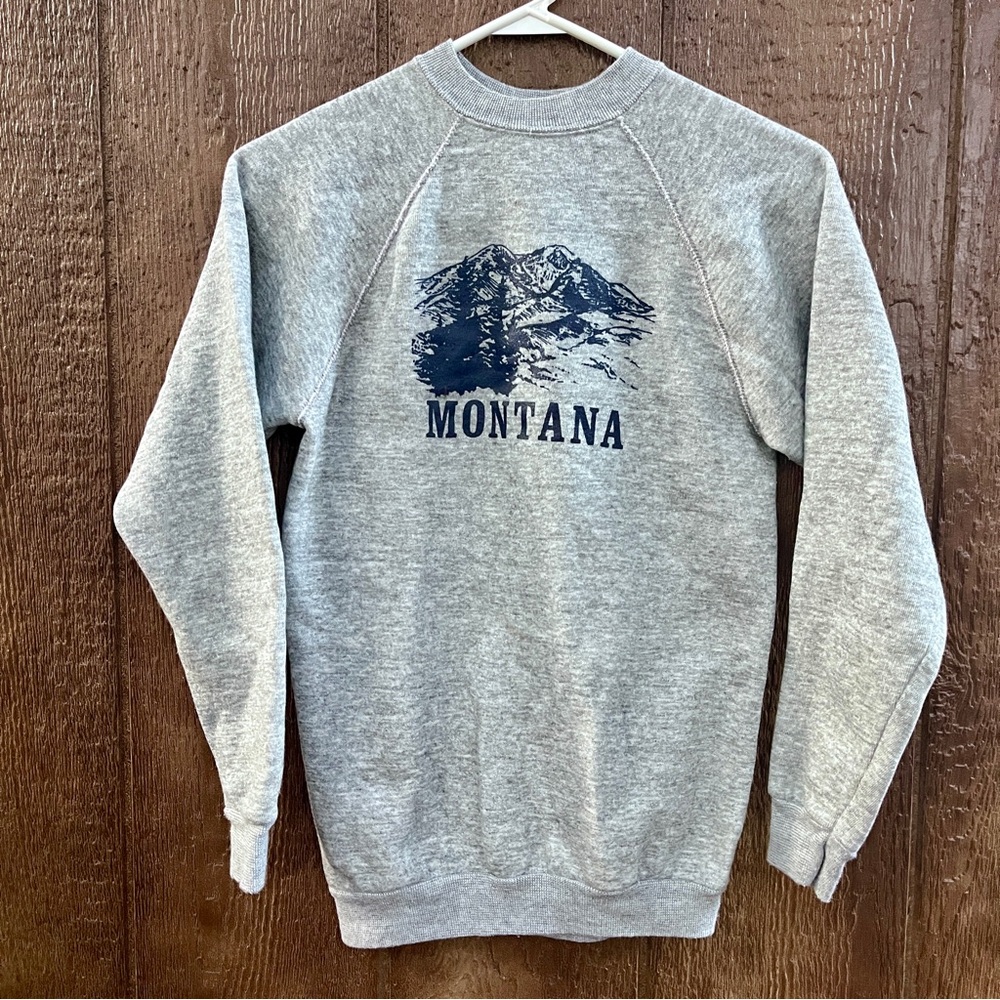Vintage Gray & Navy Montana Graphic Sweatshirt